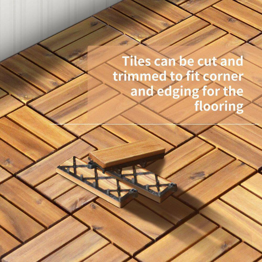 WELLFOR 1 ft. x 1 ft. Acacia Wood Deck Tile in Brown (27-Piece Per Box)