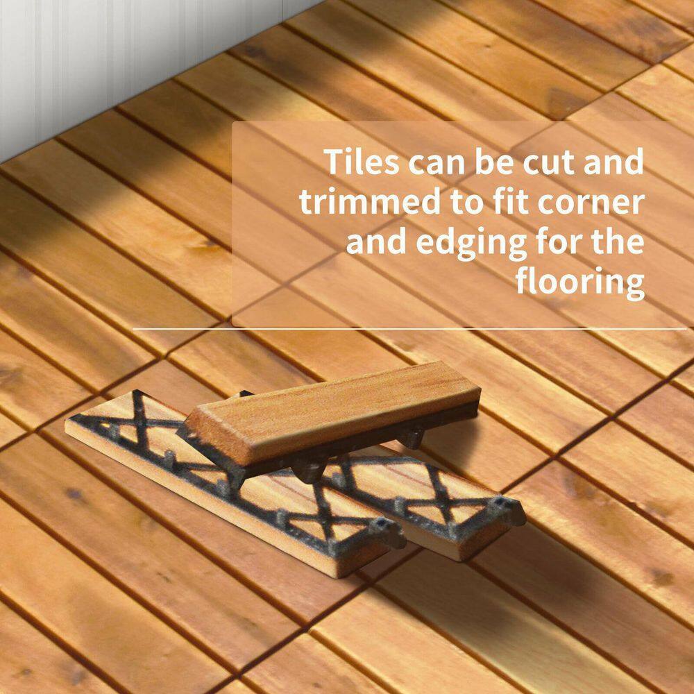 WELLFOR 1 ft. x 1 ft. Acacia Wood Deck Tile in Brown (27-Piece Per Box)