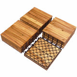 WELLFOR 1 ft. x 1 ft. Acacia Wood Deck Tile in Brown (27-Piece Per Box)
