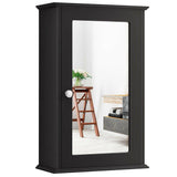 WELLFOR 13.5 in. W x 21 in. H Rectangular Brown MDF Surface Mount Medicine Cabinet with Mirror Door