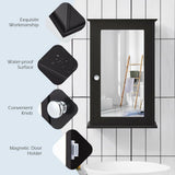 WELLFOR 13.5 in. W x 21 in. H Rectangular Brown MDF Surface Mount Medicine Cabinet with Mirror Door