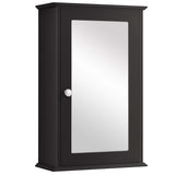 WELLFOR 13.5 in. W x 21 in. H Rectangular Brown MDF Surface Mount Medicine Cabinet with Mirror Door