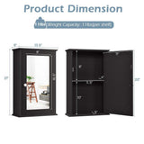 WELLFOR 13.5 in. W x 21 in. H Rectangular Brown MDF Surface Mount Medicine Cabinet with Mirror Door