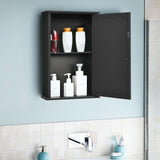 WELLFOR 13.5 in. W x 21 in. H Rectangular Brown MDF Surface Mount Medicine Cabinet with Mirror Door