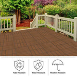 Pure Garden 1 ft. W x 1 ft. L 6 Patio Tiles Woodgrain Wood/Polypropylene Interlocking Deck Tile Flooring in Brown