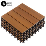 Pure Garden 1 ft. W x 1 ft. L 6 Patio Tiles Woodgrain Wood/Polypropylene Interlocking Deck Tile Flooring in Brown
