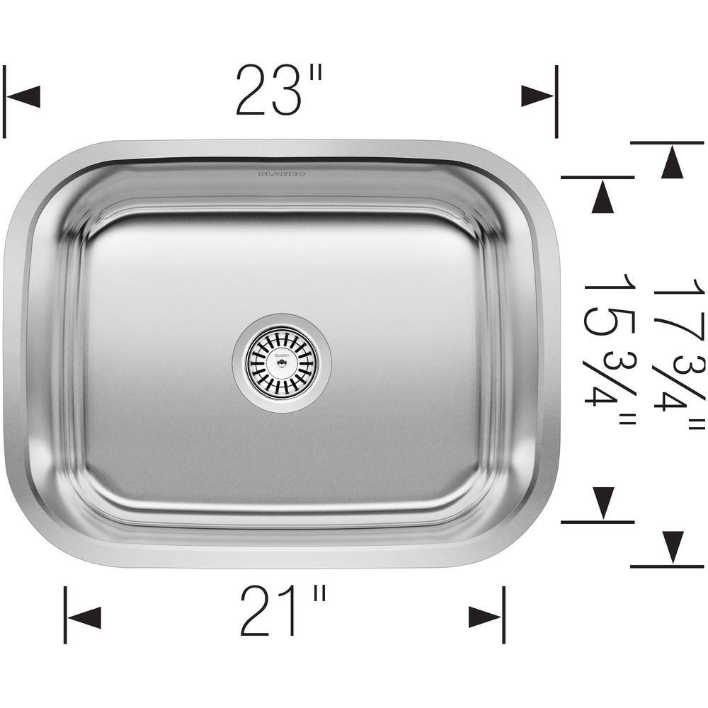 Blanco Stellar Stainless Steel Undermount Laundry Sink - Brushed Satin