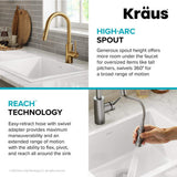 KRAUS Oletto Single-Handle Pull-Down Sprayer Kitchen Faucet in Brushed Brass (Gold)