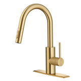 KRAUS Oletto Single-Handle Pull-Down Sprayer Kitchen Faucet in Brushed Brass (Gold)