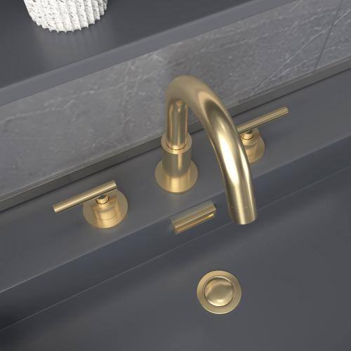 Lukvuzo Brushed Gold Double Handle Widespread Bathroom Faucet