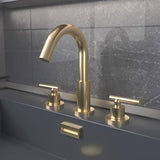 Lukvuzo Brushed Gold Double Handle Widespread Bathroom Faucet