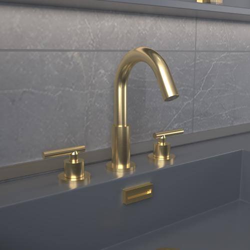 Lukvuzo Brushed Gold Double Handle Widespread Bathroom Faucet