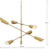 Progress Lighting Cornett 44.12 in. 6-Light Brushed Gold Mid-Century Modern Chandelier for Dining Rooms, Great Rooms, Bedrooms