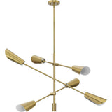 Progress Lighting Cornett 44.12 in. 6-Light Brushed Gold Mid-Century Modern Chandelier for Dining Rooms, Great Rooms, Bedrooms