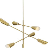 Progress Lighting Cornett 44.12 in. 6-Light Brushed Gold Mid-Century Modern Chandelier for Dining Rooms, Great Rooms, Bedrooms