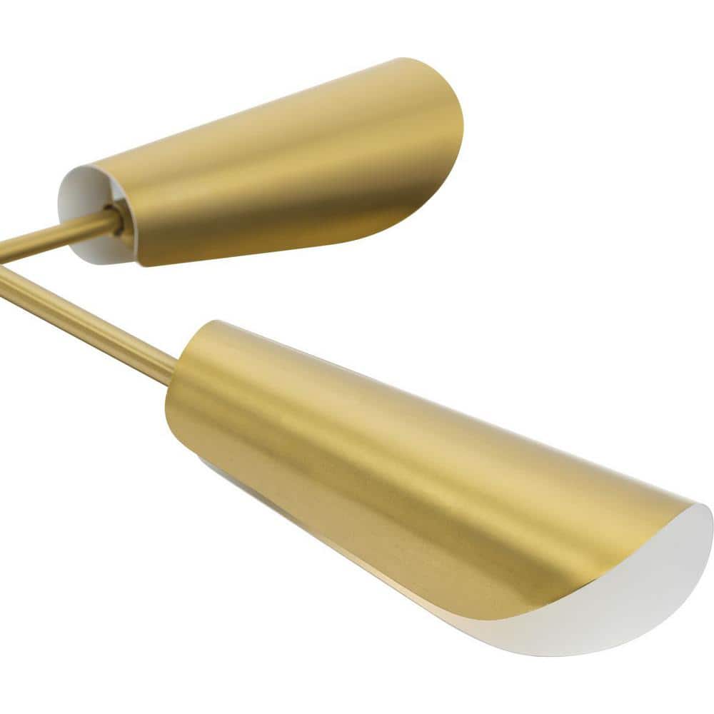 Progress Lighting Cornett 44.12 in. 6-Light Brushed Gold Mid-Century Modern Chandelier for Dining Rooms, Great Rooms, Bedrooms