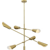 Progress Lighting Cornett 44.12 in. 6-Light Brushed Gold Mid-Century Modern Chandelier for Dining Rooms, Great Rooms, Bedrooms