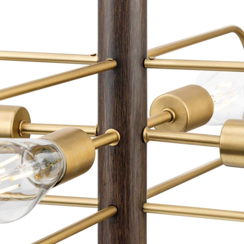 Progress Lighting Nombridge Collection 24 in. 4-Light Brushed Gold Chandelier for Breakfast Nook, Living Room and Great Room