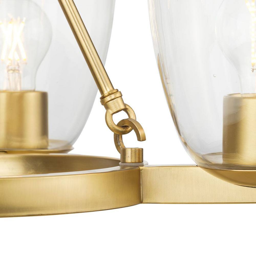 Progress Lighting Tamassee Collection 4-Light Brushed Gold Updated Traditional Chandelier with Clear Glass Shades for Dining Room