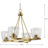 Progress Lighting Tamassee Collection 4-Light Brushed Gold Updated Traditional Chandelier with Clear Glass Shades for Dining Room