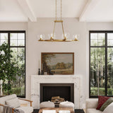 Progress Lighting Tamassee Collection 6-Light Brushed Gold Updated Traditional Linear Chandelier with Clear Glass Shades for Dining Room