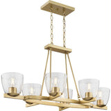Progress Lighting Tamassee Collection 6-Light Brushed Gold Updated Traditional Linear Chandelier with Clear Glass Shades for Dining Room
