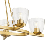 Progress Lighting Tamassee Collection 6-Light Brushed Gold Updated Traditional Linear Chandelier with Clear Glass Shades for Dining Room