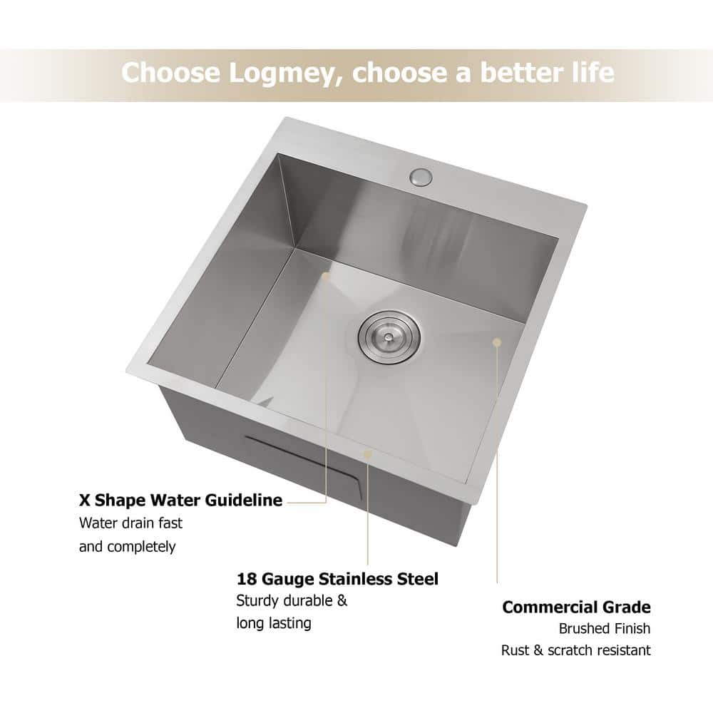 Logmey 22-inch Drop-In Stainless Steel Laundry Utility Sink