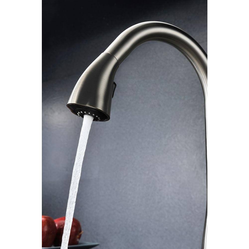 ANZZI Accent Series Single-Handle Pull-Down Sprayer Kitchen Faucet, 16.43 in. H, Brushed Nickel