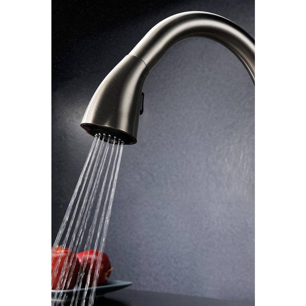 ANZZI Accent Series Single-Handle Pull-Down Sprayer Kitchen Faucet, 16.43 in. H, Brushed Nickel