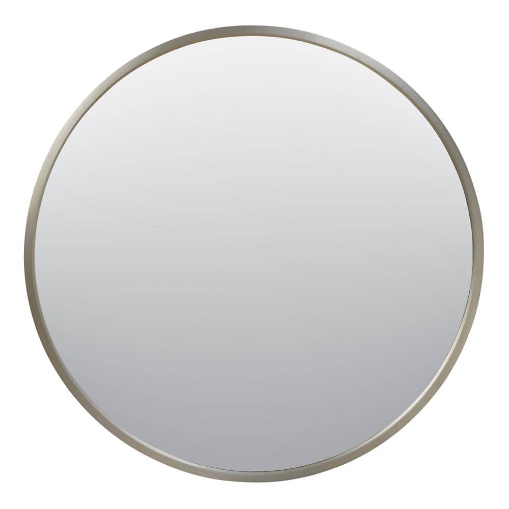 Glacier Bay 23.6 in. W x 23.6 in. H Round Brushed Nickel Medicine Cabinet with Mirror