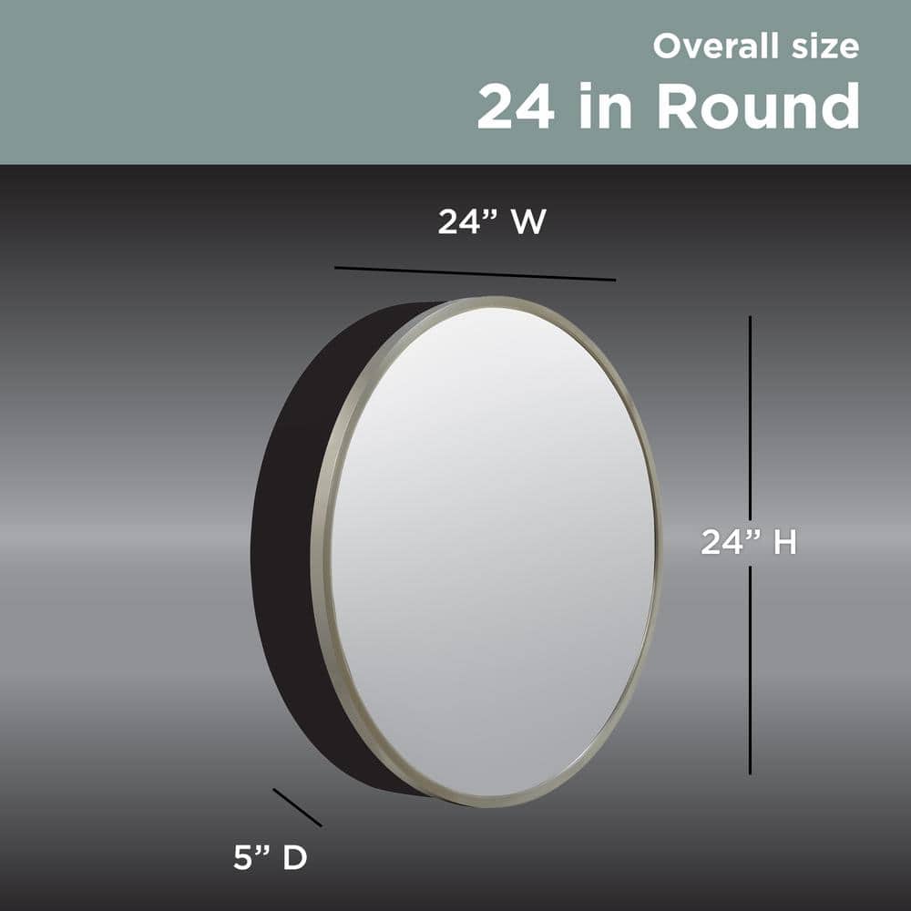 Glacier Bay 23.6 in. W x 23.6 in. H Round Brushed Nickel Medicine Cabinet with Mirror