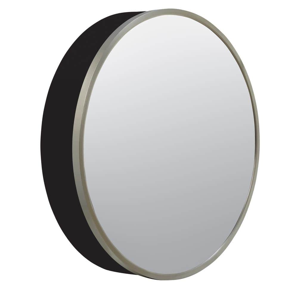 Glacier Bay 23.6 in. W x 23.6 in. H Round Brushed Nickel Medicine Cabinet with Mirror