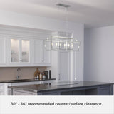 Hunter Laurel Ridge 6 Light Brushed Nickel Linear Chandelier Kitchen Light