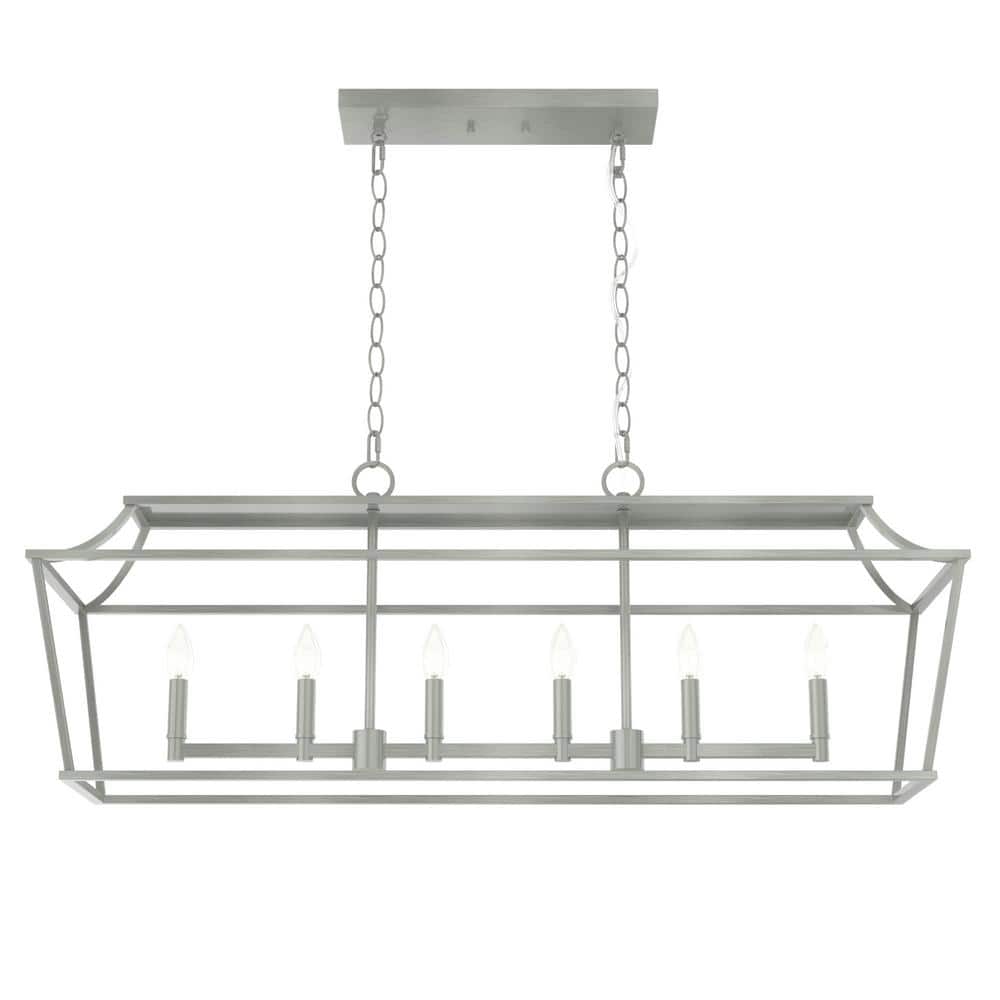 Hunter Laurel Ridge 6 Light Brushed Nickel Linear Chandelier Kitchen Light