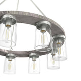 Hunter Devon Park 9-Light Brushed Nickel Wagonwheel Chandelier with Clear Glass Shades Kitchen Light