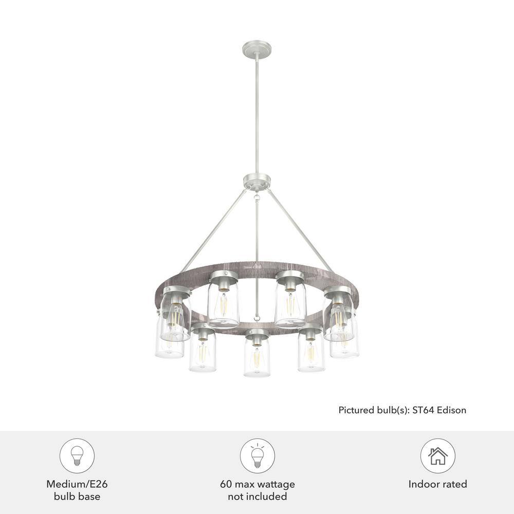 Hunter Devon Park 9-Light Brushed Nickel Wagonwheel Chandelier with Clear Glass Shades Kitchen Light
