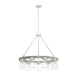 Hunter Devon Park 9-Light Brushed Nickel Wagonwheel Chandelier with Clear Glass Shades Kitchen Light