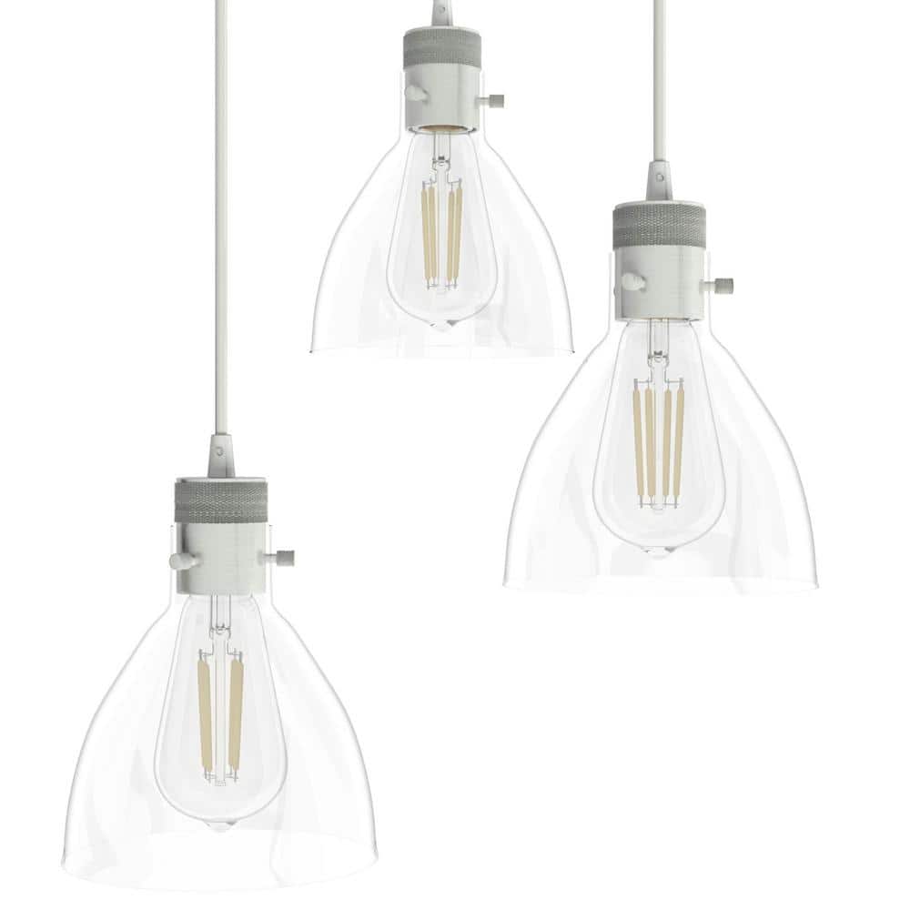 Hunter Van Nuys 3 Light Brushed Nickel Waterfall Chandelier with Clear Glass Shades Dining Room Light