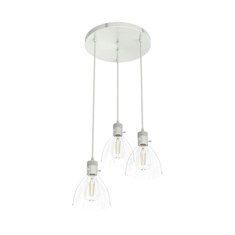 Hunter Van Nuys 3 Light Brushed Nickel Waterfall Chandelier with Clear Glass Shades Dining Room Light