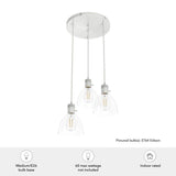 Hunter Van Nuys 3 Light Brushed Nickel Waterfall Chandelier with Clear Glass Shades Dining Room Light