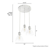 Hunter Van Nuys 3 Light Brushed Nickel Waterfall Chandelier with Clear Glass Shades Dining Room Light