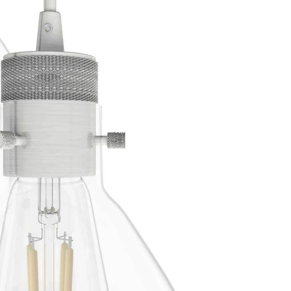 Hunter Van Nuys 3 Light Brushed Nickel Waterfall Chandelier with Clear Glass Shades Dining Room Light
