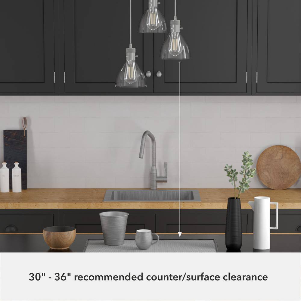 Hunter Van Nuys 3 Light Brushed Nickel Waterfall Chandelier with Clear Glass Shades Dining Room Light