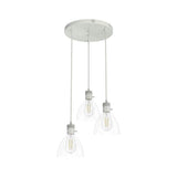 Hunter Van Nuys 3 Light Brushed Nickel Waterfall Chandelier with Clear Glass Shades Dining Room Light