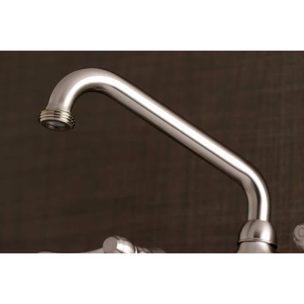 Kingston Brass Kingston Adjustable Center 2-Handle Wall-Mount Laundry Faucet in Brushed Nickel