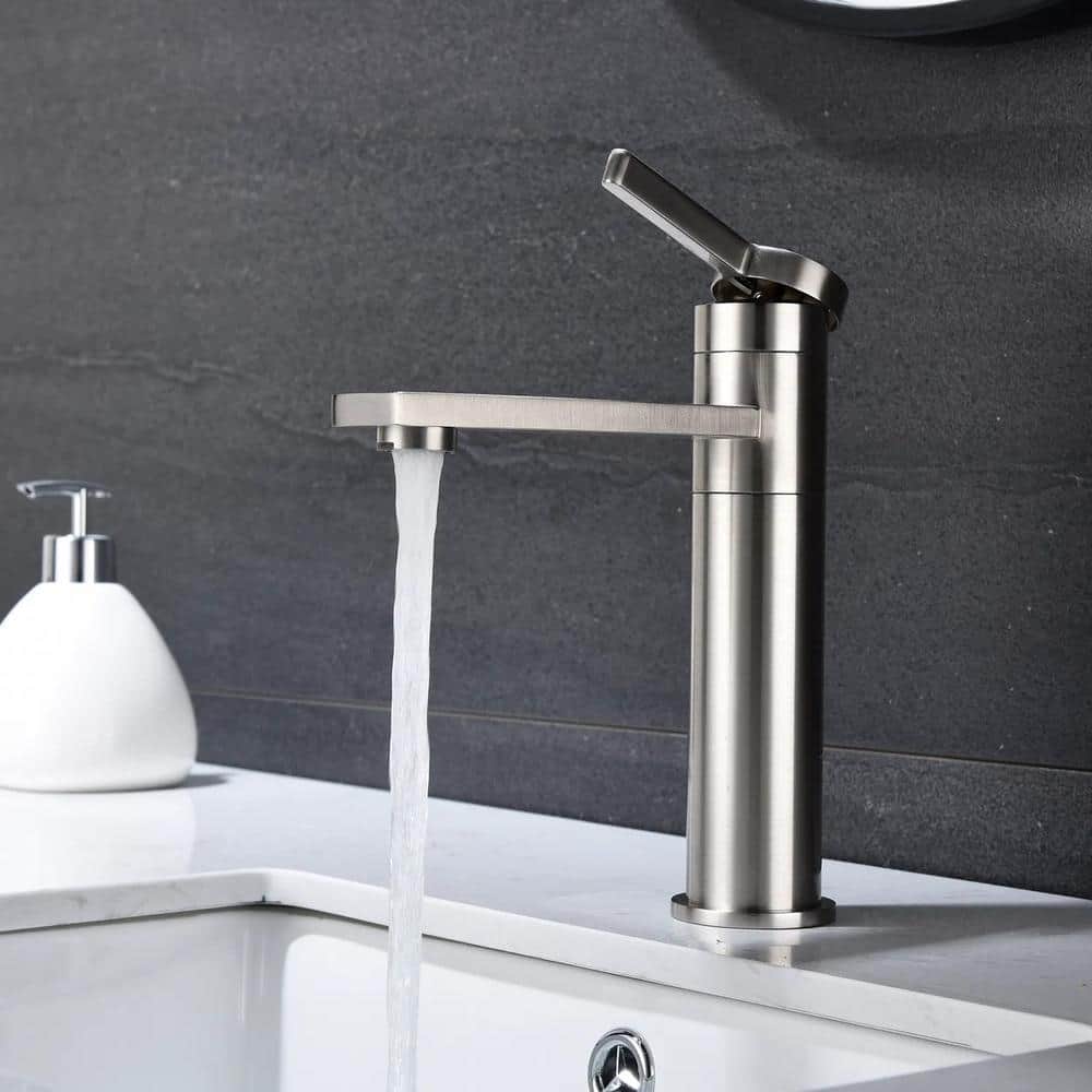 Lukvuzo Brushed Nickel Single Handle Bathroom Sink Faucet
