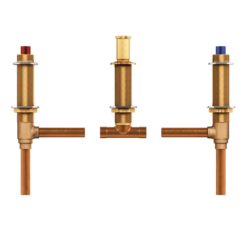 Voss 2-Handle Deck-Mount High Arc Roman Tub Faucet Trim Kit with Valve in Brushed Nickel