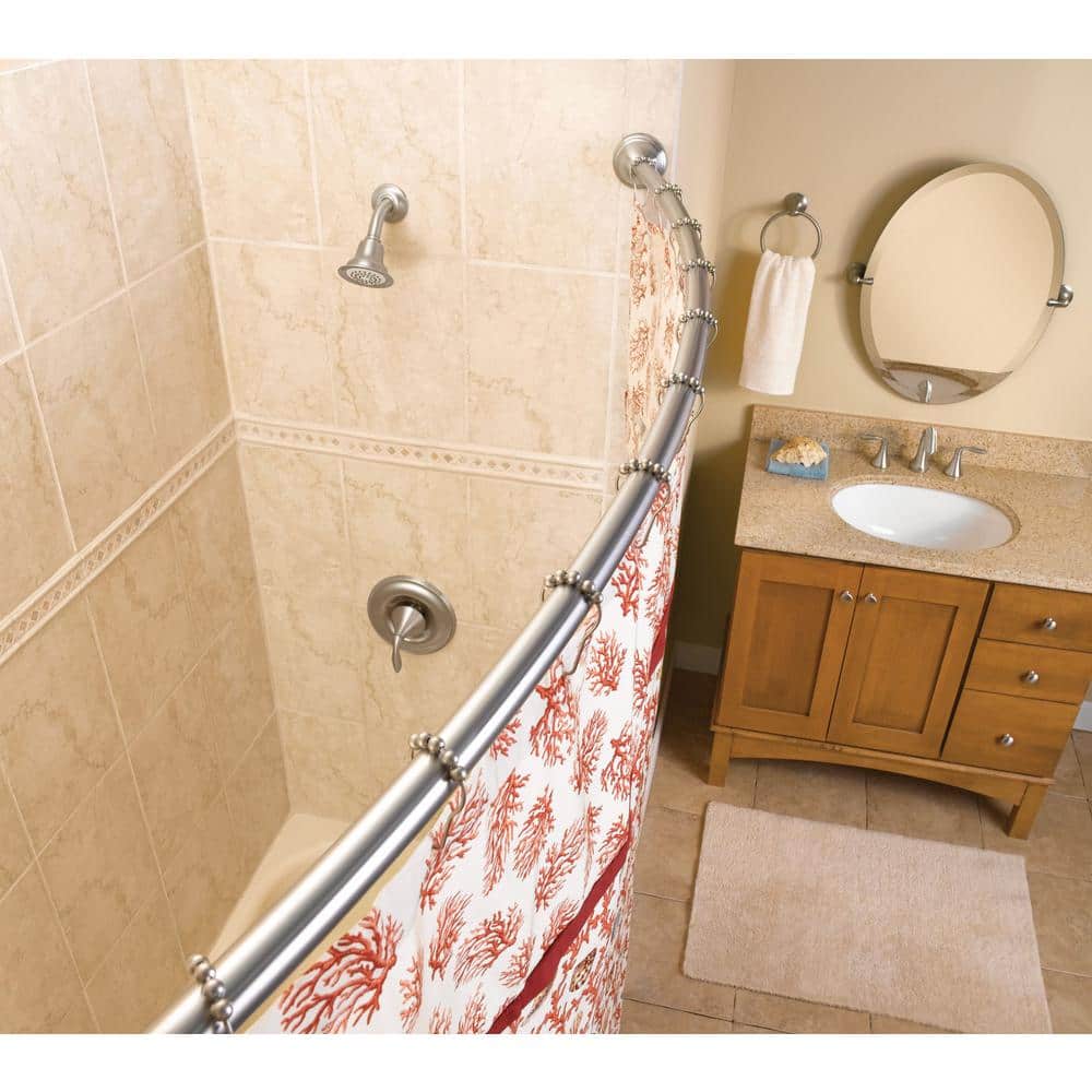 Moen 60 in. Curved Shower Rod with Pivoting Flanges in Brushed Nickel