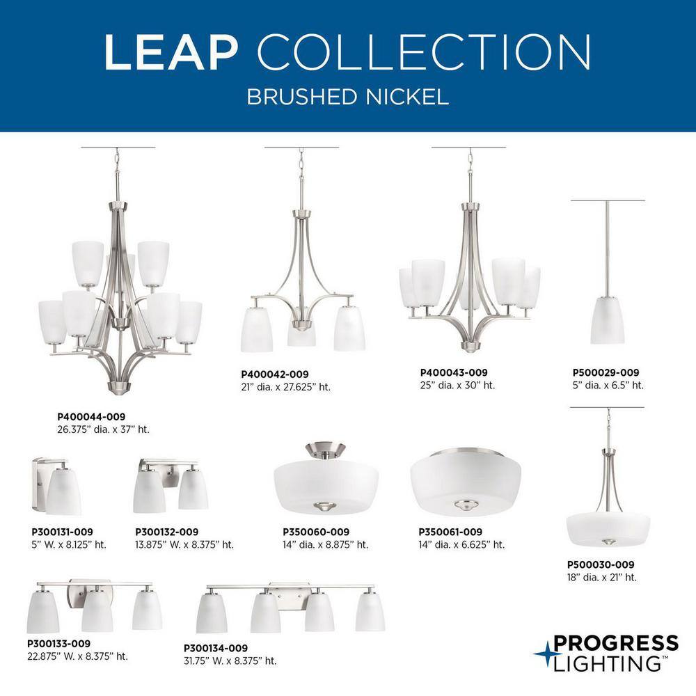 Progress Lighting Leap Collection 5-Light Brushed Nickel Etched Opal Glass Modern Chandelier Light